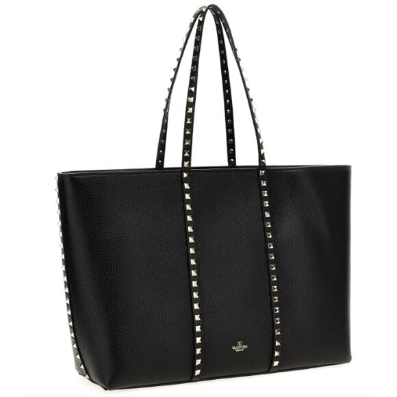 $2350 NEW VALENTINO GARAVANI BLACK LEATHER ROCKSTUD TOTE BAG PURSE NWT AUTHENTIC - Picture 3 of 16